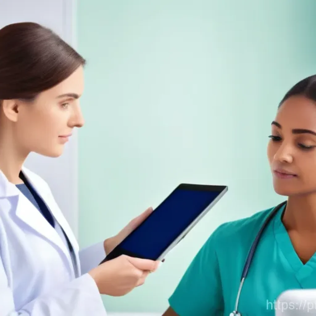 자궁경부 이형성증 검사와 치료 병원 - **Prompt: A serene and informative medical consultation between a kind, experienced female doctor an...