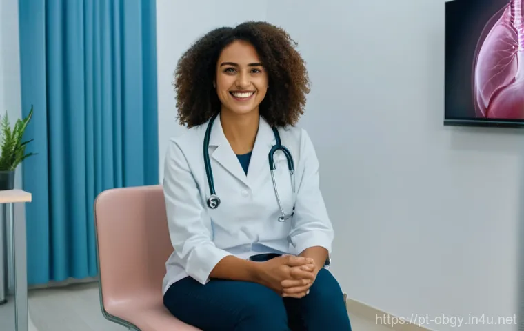 골반염 원인과 산부인과 치료법 - "A young Brazilian woman in her mid-20s, with a warm and reassuring smile, is seated fully clothed i...