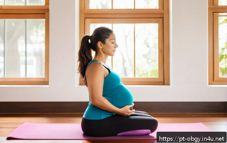 산후 골반 교정과 필요성 - A serene postpartum scene showing a young Latina mother wearing comfortable maternity underwear and ...